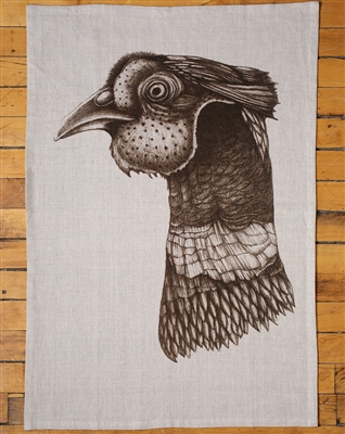 Pheasant Head Tea Towel by Laura Zindel Design