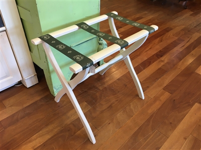 Ivory Luggage Rack with Green Straps by Gatehouse Furniture