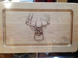 13" Rectangle Wood Cutting Board with Front Facing Stag by Maple Leaf at Home