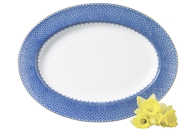 Blue Lace Oval Platter by Mottahedeh