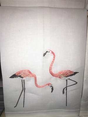Anali - Flamingo White Guest Towel