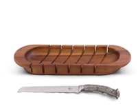 Oval Bread Board with Antler Knife by Vagabond House