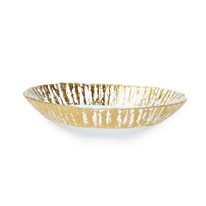 Rufolo Glass Gold Medkum Oval Serving Bowl by VIETRI