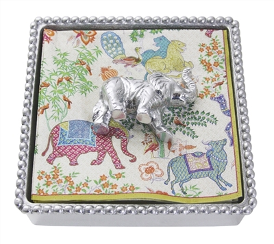 Elephant Beaded Napkin Box by Mariposa