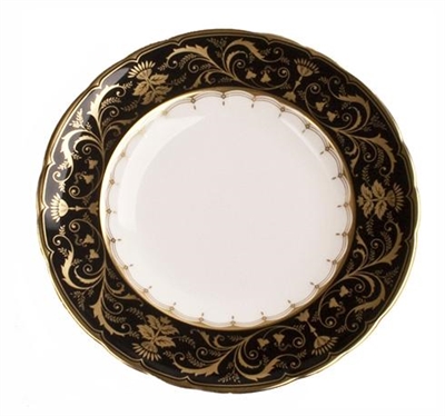 Darley Abbey Black & Gold Bread and Butter Plate by Royal Crown Derby