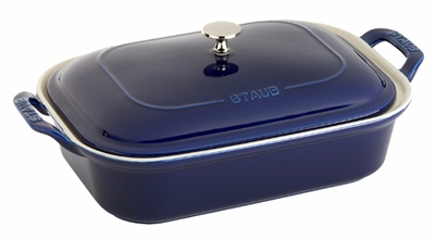 Ceramic Rectangular Covered Baking Dish Dark Blue by Staub