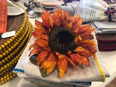 Antique Orange Sunflower Napkin Rings by Deborah Rhodes