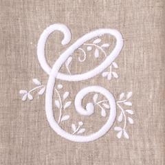 Monogram Meadow Hand Towel on Natural Linen by Henry Handwork