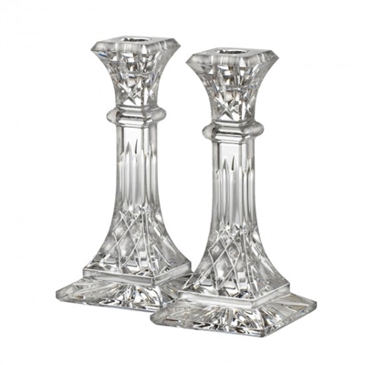 Lismore Pair of 8" Candlesticks by Waterford Crystal