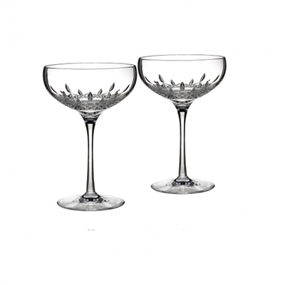 Lismore Essence Pair of Coupe Champagne Glasses by Waterford Crystal