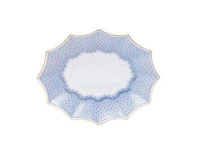 Cornflower Lace Medium Fluted Tray by Mottahedeh