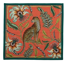 Pair of Leopard Napkins in Coral by Ardmore