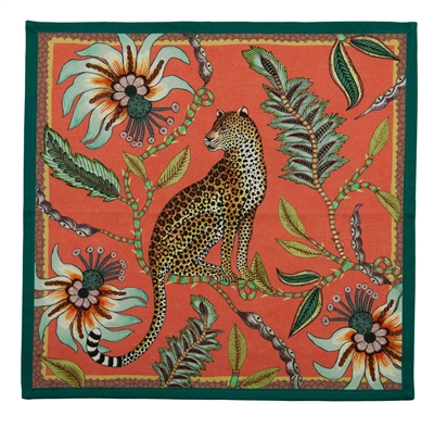 Pair of Leopard Napkins in Coral by Ardmore