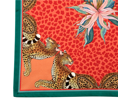 Pair of Leopard Lily Napkins in Coral by Ardmore