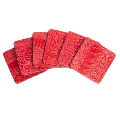 Red Ostrich Shin Coaster (Set of 6) by Ngala Trading Co.