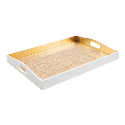 Gold and Ivory Rectangular Tray by Caspari