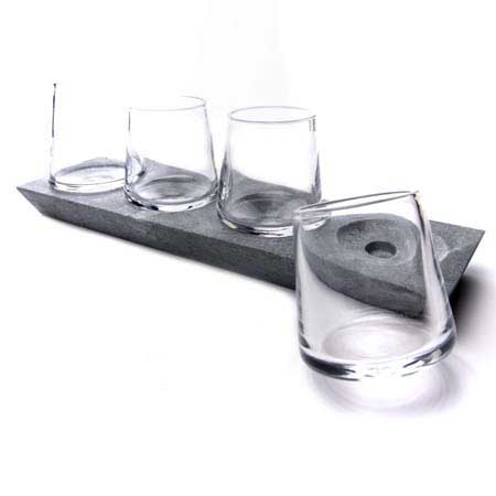 Alpine Whiskey Glass Set of 4 with Soapstone Base by Simon Pearce