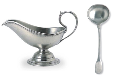 Gravy Boat with Spoon Set by Match Pewter