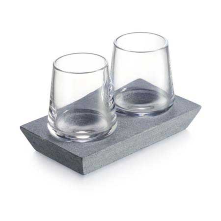 Alpine Whiskey Glass Set of 2 with Soapstone Base by Simon Pearce