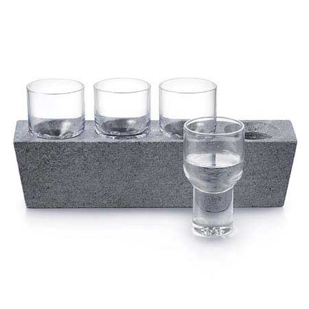 Alpine Vodka Glass Set of 4 with Soapstone Base by Simon Pearce