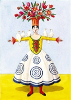 Flower Lady with Doves