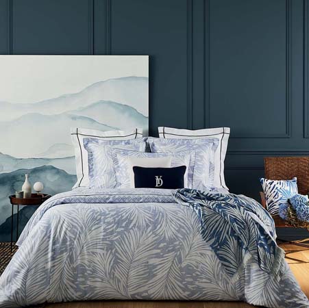 Abri Blue Quilted Coverlet by Yves Delorme