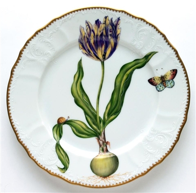 Flowers of Yesterday Yellow & Purple Tulip Dinner Plate by Anna Weatherley
