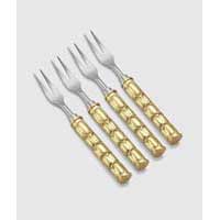 Helios Gold Tone Cocktail Fork 4 pc 6.25" by Mary Jurek Design