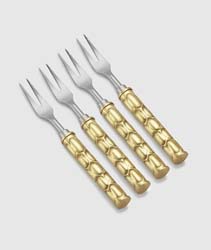 Helios Gold Tone Cocktail Fork 4 pc 6.25" by Mary Jurek Design