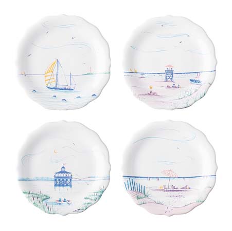 Country Estate Seaside Party Plates, Assorted Set/4 by Juliska
