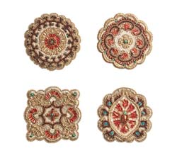 Suzani Drink Coasters in Multi, Set of 4, in a Gift Bag by Kim Seybert