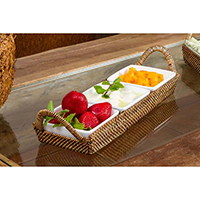 Rectangular Tray with 3 Dividers , 3 Porcelain Dishes by Calaisio