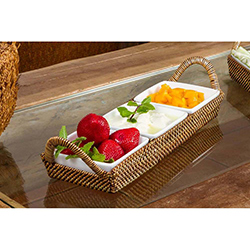 Rectangular Tray with 3 Dividers , 3 Porcelain Dishes by Calaisio