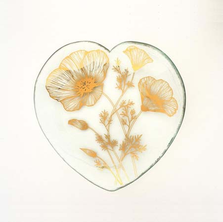 Poppy 7" Collectible 2020 Heart Plate by Annieglass