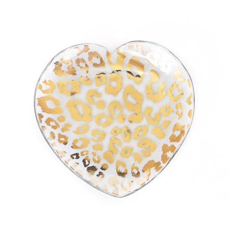 Cheetah 7" Gold Heart Plate by Annieglass