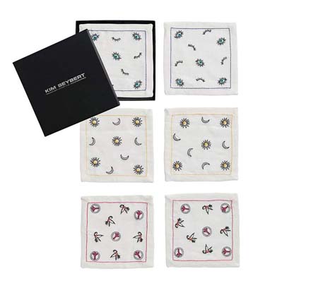 Bohemia Cocktail Napkins in White & Multi, Set of 6 in a Gift Box by Kim Seybert