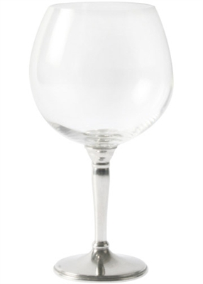 Classic Burgundy Wine Glass with Pewter Stem by Vagabond House