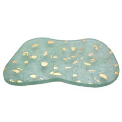 Elements 14.5" x 8.5" Green with Gold Flakes Lake Appetizer Tray by Annieglass