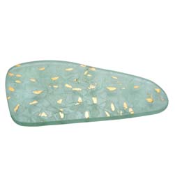 Elements 14.5" x 8.5" Green with Gold Flakes River Appetizer Tray by Annieglass