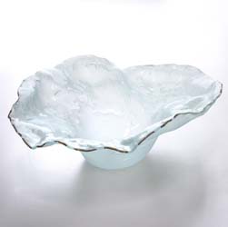 Frosted with Gold Trim Water Sculpture Bowl Ltd Ed by Annieglass