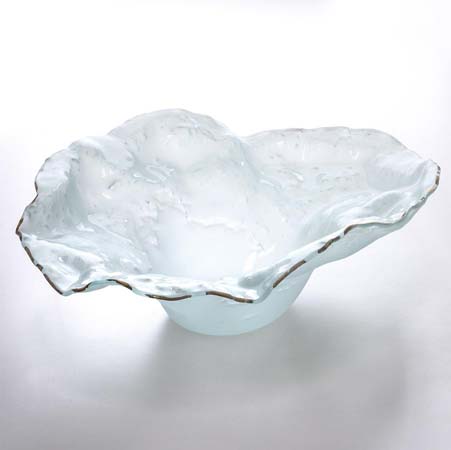 Frosted with Gold Trim Water Sculpture Bowl Ltd Ed by Annieglass