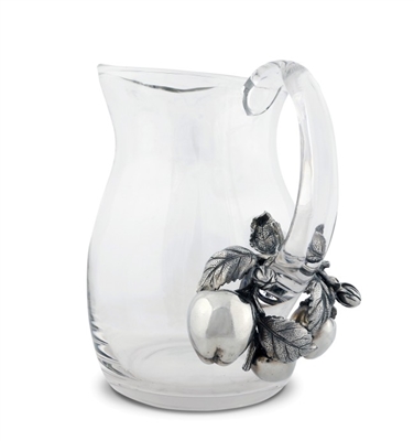 Glass Pitcher with Pewter Apple Bouquet Handle by Vagabond House