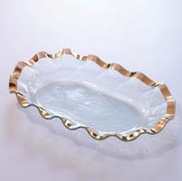 Ruffle 19" x 12" Large Shallow Oval Bowl by Annieglass