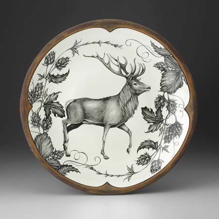 Red Buck Large Round Platter by Laura Zindel Design