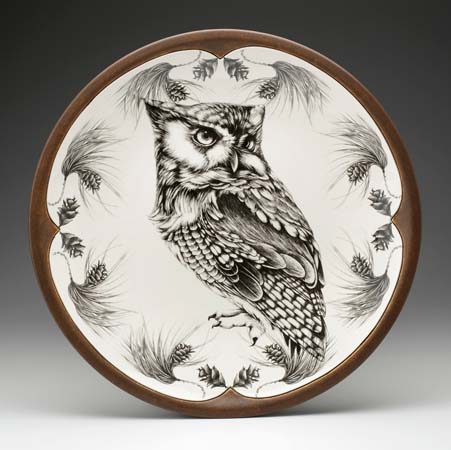 Screech Owl #1 Large Round Platter by Laura Zindel Design