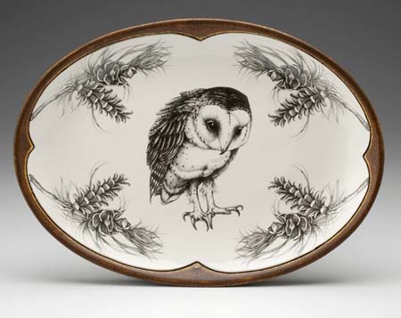 Barn Owl Oval Platter by Laura Zindel Design