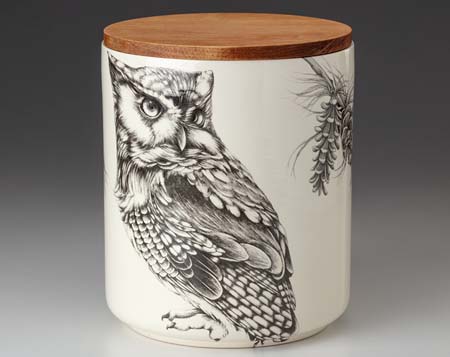 Screech Owl #1 Large Canister with Lid by Laura Zindel Design