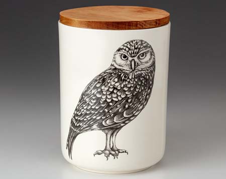 Burrowing Owl Medium Canister with Lid by Laura Zindel Design