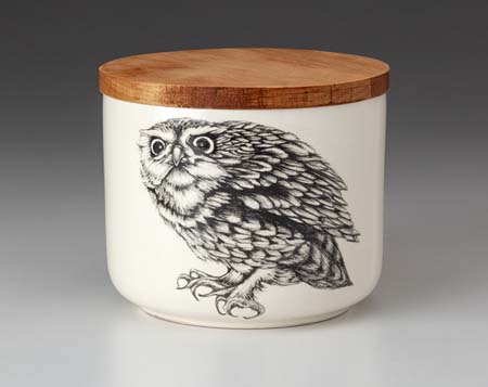 Screech Owl #2 Mini Canister with Lid by Laura Zindel Design