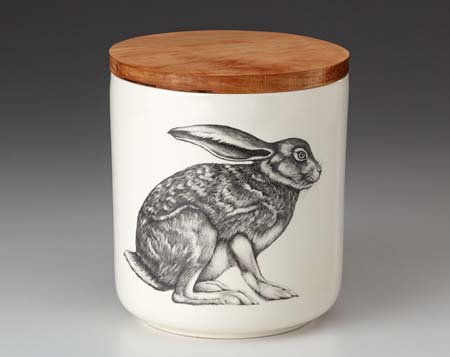 Crouching Hare Small Canister with Lid by Laura Zindel Design